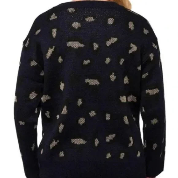 Kendall & Kylie Navy Blue Metallic Cheetah Sweater - Picture 2 of 5